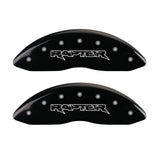 MGP 4 Caliper Covers Engraved Front & Rear Raptor Black finish silver ch - 10219SRPTBK