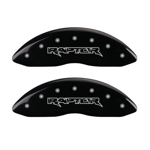 MGP 4 Caliper Covers Engraved Front & Rear Raptor Black finish silver ch - 10213SRPTBK