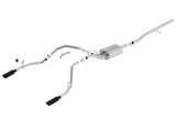 Borla 14 Sierra 1500 C/B S-Type Exhaust/2.75in Into Dual 2.25in Out 4in Split Rear Exit-Black Chrome - 140536BC