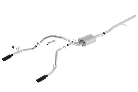 Borla 14 Sierra 1500 C/B S-Type Exhaust/2.75in Into Dual 2.25in Out 4in Split Rear Exit-Black Chrome - 140536BC