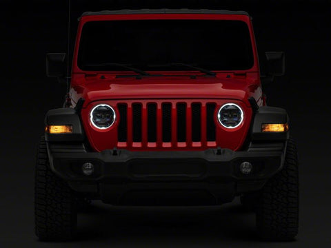 Raxiom 18-23 Jeep Wrangler JL Axial Series 9-In Angel Eye LED Headlights- Blk Housing (Clear Lens) - J171705