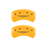 MGP 4 Caliper Covers Engraved Front & Rear Style 1/Chrysler Wing Yellow finish black ch - 32022SCW1YL