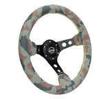NRG Reinforced Steering Wheel (320mm) Sport/Suede Steering Wheel w/ Camo Pattern & Green Stitching - RST-012S-CAMO