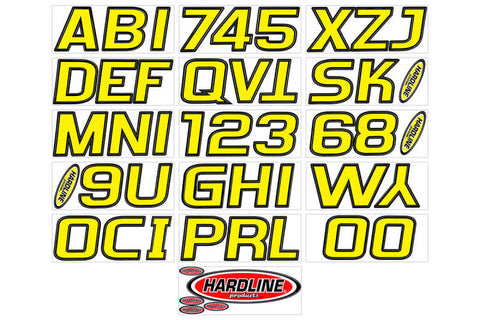 Hardline Boat Lettering Registration Kit 3 in. - 700 Yellow/Black - YEBLK700