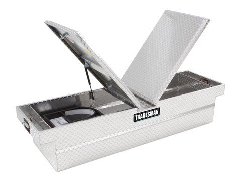Tradesman Aluminum Gull Wing Cross Bed Truck Tool Box w/Push Button (70in.) - Brite - 9150PB