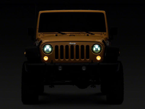 Raxiom 07-18 Jeep Wrangler JK 7-In LED Headlights Green Housing- Clear Lens - J154699