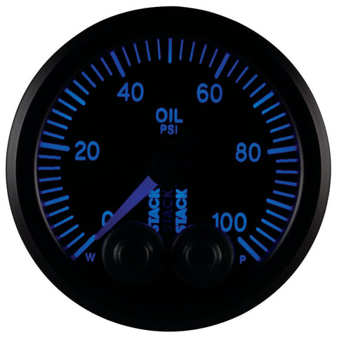 Autometer Stack Instruments Pro Control 52mm 0-100 PSI Oil Pressure Gauge - Black (1/8in NPTF Male) - ST3502