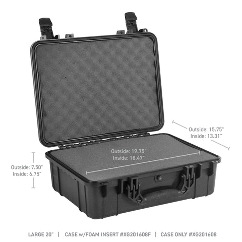 Go Rhino XVenture Gear Hard Case w/Foam - Large 20in. / Lockable / IP67 - Tex. Black - XG201608F