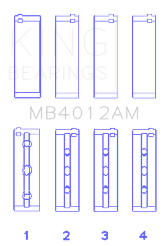 King Toyota 5VZFE Crankshaft Main Bearing Set - MB4012AM