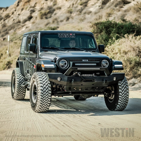 Westin 18-20 Jeep Wrangler WJ2 Full Width Front Bumper w/LED Light Bar Mount Textured Black - 59-80125