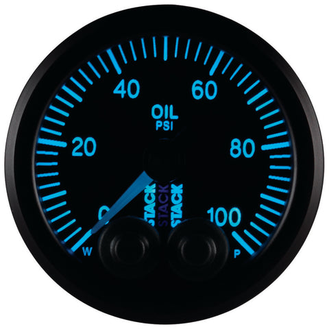 Autometer Stack Instruments Pro Control 52mm 0-100 PSI Oil Pressure Gauge - Black (1/8in NPTF Male) - ST3502