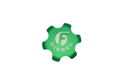 Fleece Performance 13-18 Dodge Cummins Green Anodized Billet Fuel Cap - FPE-FC-1316-GRN