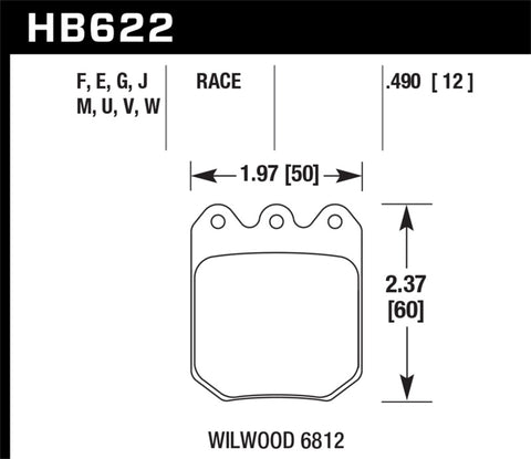 Hawk Wilwood DLS 6812 Blue 9012 Race Brake Pads - HB622E.550