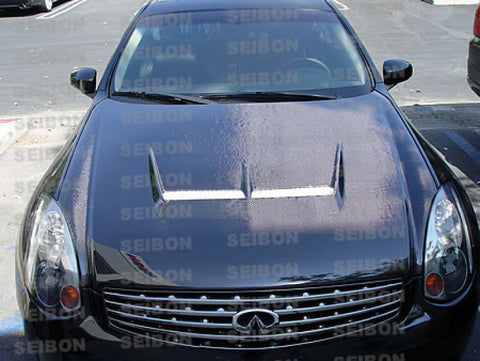 Seibon 03-07 Infiniti G35 Coupe JS Carbon Fiber Hood - HD0305INFG352D-JS