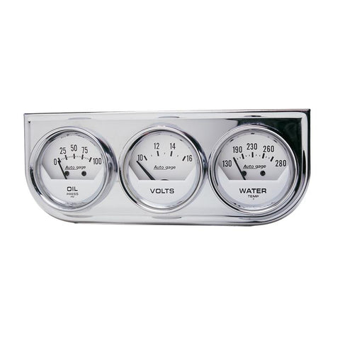 Autometer AutoGage 2in 0-100 PSI Oil Press/ 16 Volt / 130-280 Deg Water Temp - Chrome Bezel - 2325