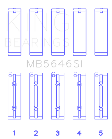 King Toyota 1AZFE / 2 AZFE (Size +0.25mm) Crankshaft Main Bearing Set - MB5646SI0.25