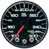 Autometer Spek-Pro Gauge Oil Temp 2 1/16in 300f Stepper Motor W/Peak & Warn Blk/Blk - P322324