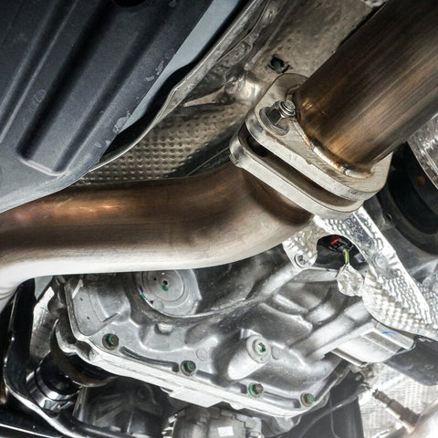 Stainless Works 2018 Jeep TrackHawk 6.2L 3in Catback System X-Pipe Turbo S-Tube Muffler Stock Exit - JEEP1862CB-S