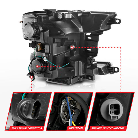 ANZO 2018-2019 Ford F-150 Projector Plank Style H.L. Black Amber (Without Switchback) - 111467