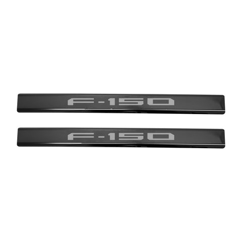 Putco 15-20 Ford F-150 - Regular Cab & SuperCab w/ F-150 Etching (2pcs) Black Platinum Door Sill - 95145BPFD