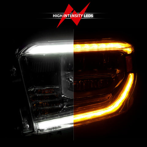 ANZO 2014-2021 Toyota Tundra LED Crystal Headlights w/ Switchback Chrome Housing w/ DRL - 111534