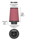 K&N Universal Round Tapered Filter 3 inch FLG / 5 inch Bottom / 4 inch Top / 7 7/8 inch Height - RU-4690