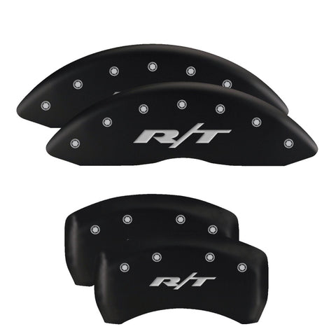 MGP 4 Caliper Covers Engraved Front & Rear RT Black finish silver ch - 12192SRT1BK