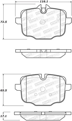 StopTech 11-17 BMW 530i Street Brake Pads w/Shims & Hardware - Rear - 308.14690