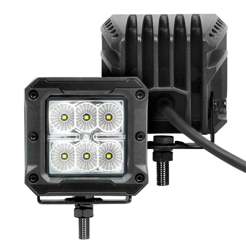 Go Rhino Xplor Bright Series Cube LED Flood Light Kit (Surface/Threaded Stud Mount) 3x3 - Blk (Pair) - 751803023FCS