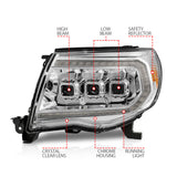 ANZO 05-11 Toyota Tacoma LED Projector Headlights w/Light Bar Swtchbk Seq. Chrome w/Initiation Light - 111582