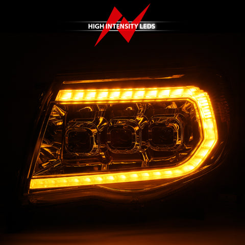ANZO 05-11 Toyota Tacoma LED Projector Headlights w/Light Bar Swtchbk Seq. Chrome w/Initiation Light - 111582