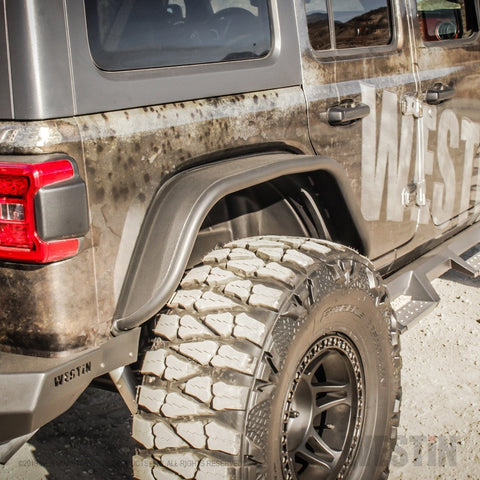 Westin/Snyper 18-20 Jeep Wrangler Tube Fenders - Rear - Textured Black - 62-1035