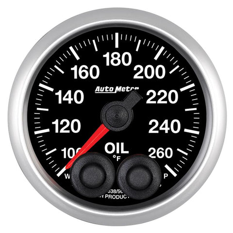 Autometer Elite 52mm 100-260 Deg F Oil Temp Peak & Warn w/ Electronic Control Gauge - 5638