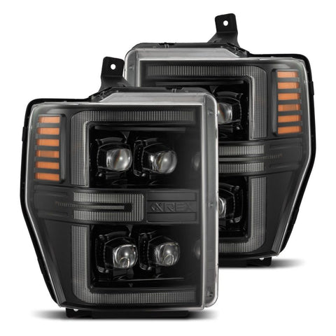 AlphaRex 08-10 Ford F250-550 NOVA-Series LED Projector Headlights Alpha-Blk w/Activ Light/Seq Signal - 880311