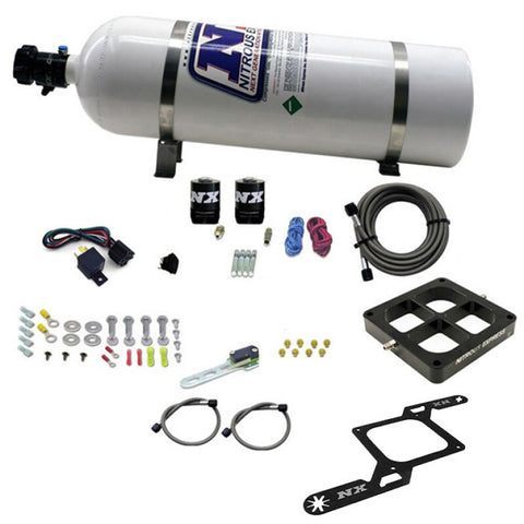 Nitrous Express Dry Dual Stage Billet Crossbar Plate System 100-1000hp (4500 Flange) w/15lb Bottle - 66247-15