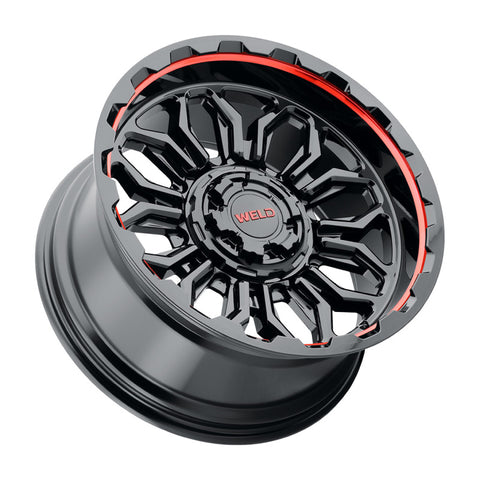 Weld Off-Road W140 20X10 Flare 6X135 6X139.7 ET-18 BS4.75 Gloss Black MIL Red 106.1 - W14000098475