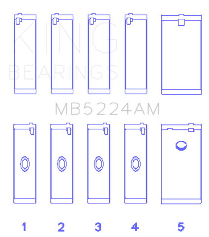 King General Motors 400CI 6.6L V8 OHV Crankshaft Main Bearing Set (Set of 5) - MB5224AM