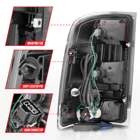 ANZO 2007-2013 GMC Sierra LED Tail Lights w/ Light Bar Black Housing Clear Lens - 311388