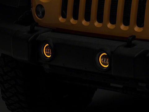 Raxiom 07-18 Jeep Wrangler JK Axial Series Halo LED Fog Lights- Amber - J141994