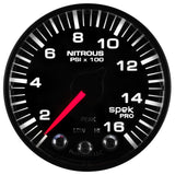 Autometer Spek-Pro Gauge Nitrous Press 2 1/16in 1600psi Stepper Motor W/Peak & Warn Blk/Blk - P320328