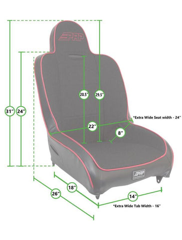 PRP Premier High Back Suspension Seat - Black Vinyl w/Silver PRP Logo - A100110-201