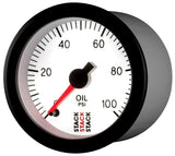 Autometer Stack 52mm 0-100 PSI 1/8in NPTF Male Pro Stepper Motor Oil Pressure Gauge - White - ST3352