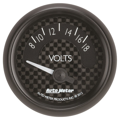 Autometer GT Series 52mm Short Sweep Electronic 8-18 Volts Voltmeter - 8092