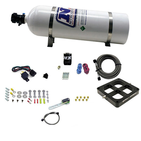 Nitrous Express Dry Single Entry Billet Crossbar Plate System 100-500hp (4500 Flange) w/15lb Bottle - 66147-15