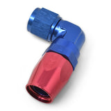 Russell Performance -6 AN Red/Blue 90 Degree Forged Aluminum Swivel Hose End - 613640