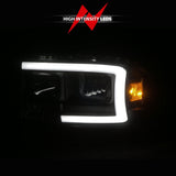 ANZO 97-04 Dodge Dakota/Durango Crystal headlight Set w/ Light Bar Black Housing - 111591