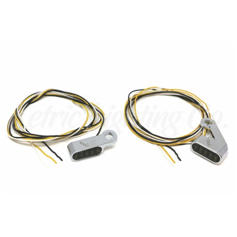 Letric Lighting Black Mini Mirror Mounted Front LED Turn Signals - Chrome - LLC-MMM-C