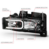 ANZO 1999-2000 Cadillac Escalade Crystal Headlights Light Bar Black Housing (Pair) - 111498