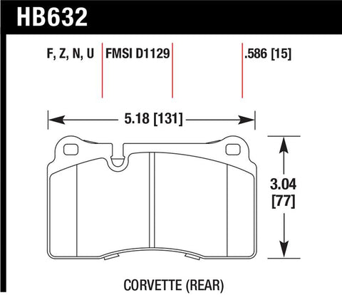 Hawk 06-10 VW Touareg Front / 09-11 Corvette Z06/ZR-1 (w/Carbon Ceramic Brake Package and Iron rotor - HB632Z.586