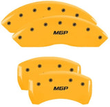 MGP 4 Caliper Covers Engraved Front & Rear MGP Yellow Finish Black Char 2019 Chevrolet Blazer - 14255SMGPYL